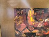 painting of a man with a guitar in a gold frame on a wall