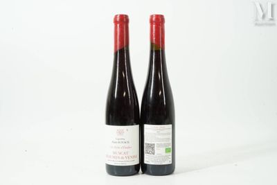 deux bouteilles de vin rouge posées l'une à côté de l'autre sur une surface blanche