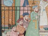 a picture of a painting of a group of people in a room