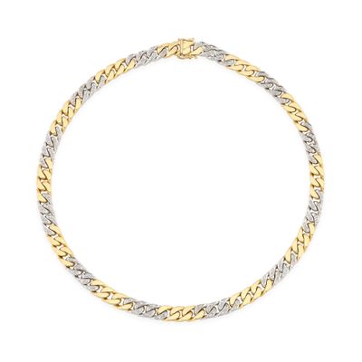 un bracelet en or et en argent avec une chaîne bicolore