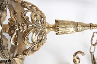 Lustre cage à quatre feux de lumière en bronze ciselé et dor… (photo 5)