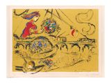 an image of a painting on a yellow background with birds