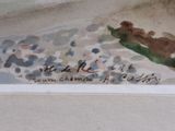 a picture of a watercolor painting of a boat on the water