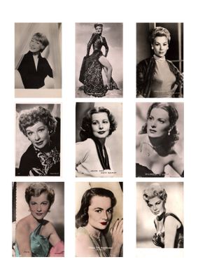 several black and white photos of a woman with different hair styles