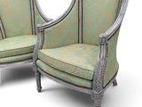 pair of french louis xvi style armchairs with green upholstered upholstered upholstered upholstered upholstered upholstered