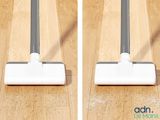 two pictures of the same mop on the floor