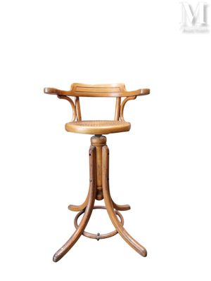 Chaise haute pour enfant en bois thermoformé, l'assise canné…