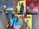 the covers of a series of books with a man on a boat