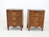 pair of mid - century style nightstands with marble top and drawers
