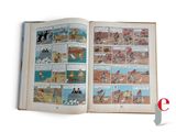 an open comic book with a picture of a man riding a horse