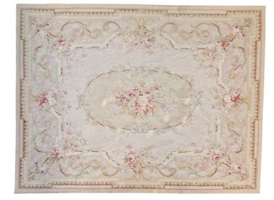 an antique rug with a floral design on a white background