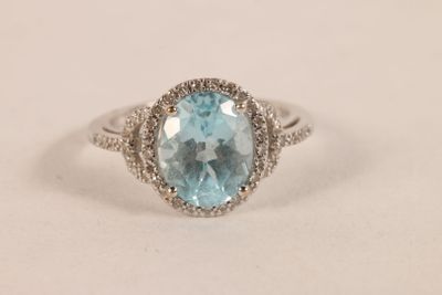 Bague en or gris 750 ‰ de marque MATY sertie d'une topaze bl… - Photo 1