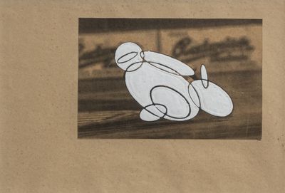 a picture of a drawing of a teddy bear on the ground