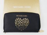 michael kors black heart studded leather wallet