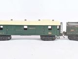 four toy trains that are sitting next to each other