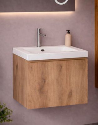 Lot de meuble sous vasque suspendu avec plan vasque intégré …