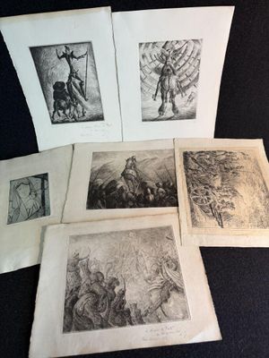 six dessins en noir et blanc représentant un homme à cheval, un homme à cheval et un homme à cheval
