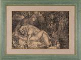 un dessin en noir et blanc représentant un homme allongé par terre