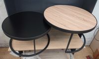 Lot de 2 tables gigognes rondes , naturel et noir , Dimensio… (photo 2)