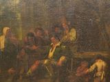 an old painting of a group of people sitting around a table