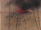 une image représentant une peinture noire et rouge sur une feuille de papier