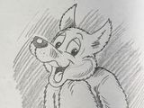 cartoon drawing of a cat with a thought bubble above it ' s head