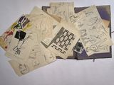 a lot of drawings on the pages of a book