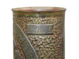 a vase that has a design on it