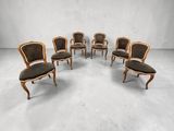 lot de six chaises de salle à manger de style Louis XV avec assises rembourrées
