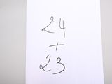 a piece of paper with the word 24 and 3 written on it