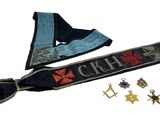 two scarfs with a star and cross on them are laying next to each other
