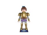 La figurine est en métal et a les cheveux bruns.