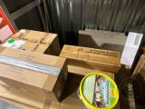 several boxes of food are stacked on top of each other on a table