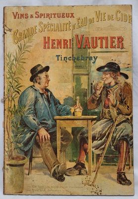 un vieux livre sur lequel figure l'image de deux hommes assis à une table