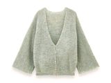a picture of a cardigan sweater on a hanger