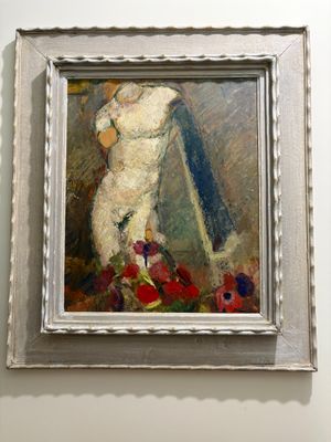 a painting of a woman standing in front of a mirror
