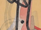 an image of a painting of a person with a hat and a pair of scissors