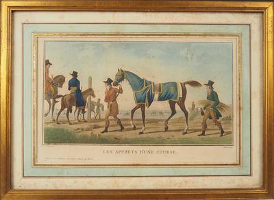 peinture d'un groupe d'hommes à cheval dans un champ