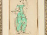 an image of a drawing of a woman in a green dress