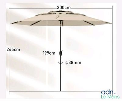 an image of a picture of a large umbrella with measurements on it