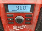 the radio is red and has a large display on it