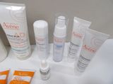 many different types of skin care products displayed on a table