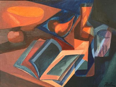 Gabriel ROBIN (1902-1970). Nature morte au livre ouvert