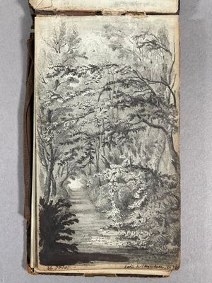 Carnet à dessins de paysages à la mine de plomb. Certains da…