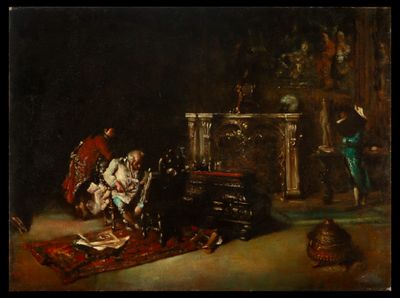 une image représentant un tableau où l'on voit un homme et une femme assis sur une chaise