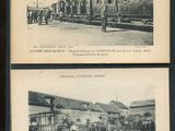 deux vieilles photos en noir et blanc représentant un train et des personnes sur les voies