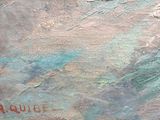 an image of a painting of a bird flying over a body of water
