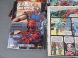 a lot of comic books that are on the table