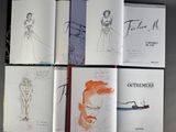 several sketches of a man in a dress and a woman in a dress