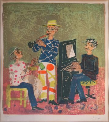 une image représentant un tableau d'un homme jouant d'un instrument de musique